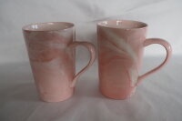 Keramikbecher Marmor rosa Set